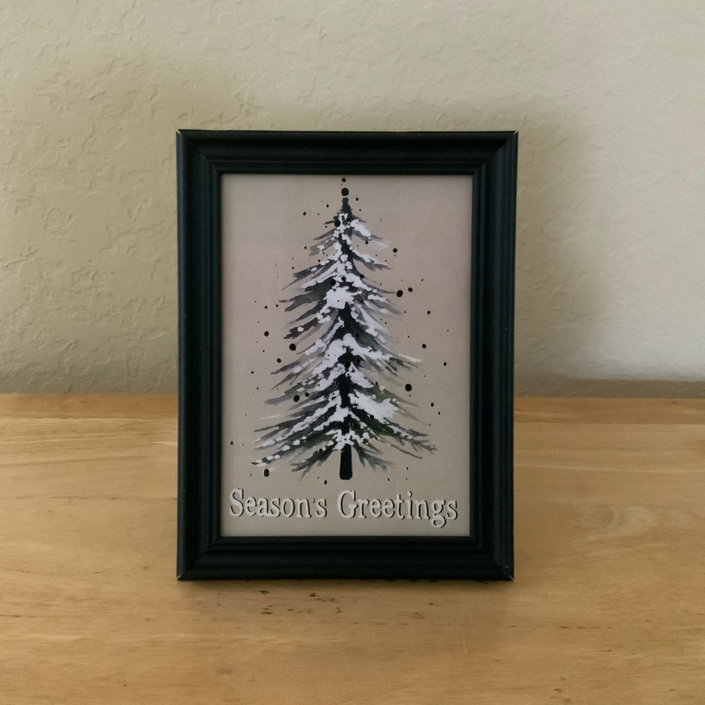 Farmhouse Christmas tree picture 5x7 w/frame